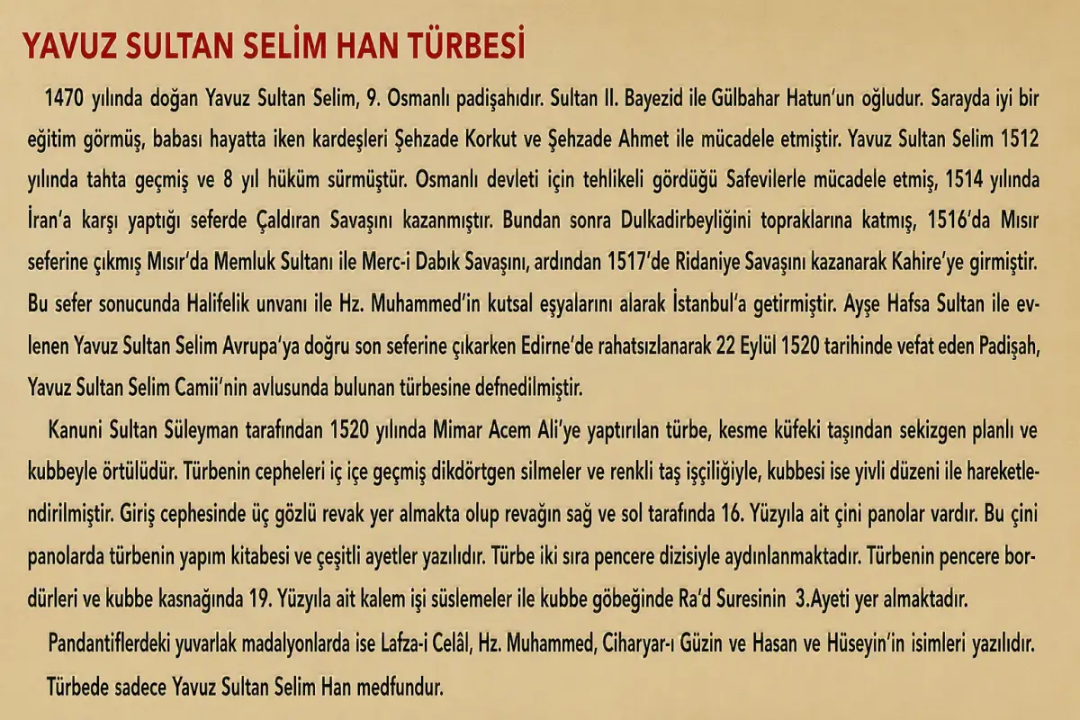 Yavuz Sultan Selim Han Hz.