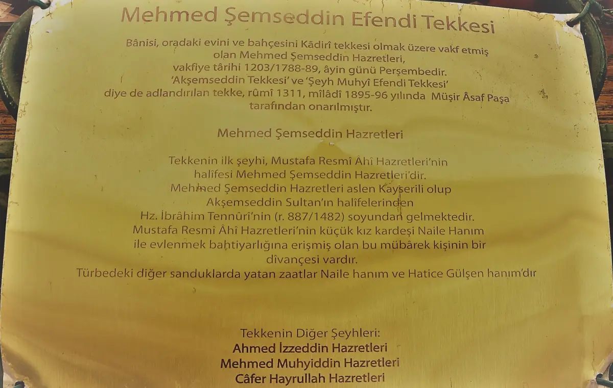 Şemseddin Efendi Hz.(Perşembe, Muhyi Efendi Tekkesi)